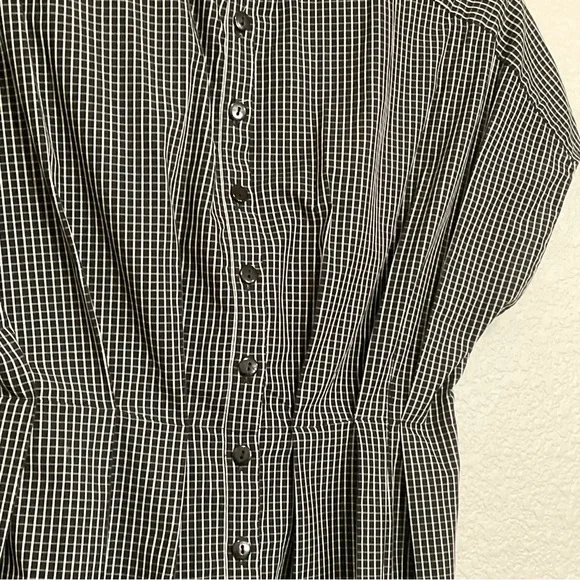 Fame and Partners Sebastian Top 40s Style Button Back Peplum Grid Windowpane - Picture 8 of 13